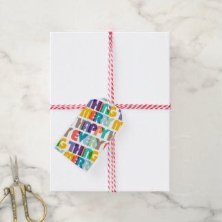 Étiquettes-cadeau Balise cadeau de vacances coloré Joyeux tout