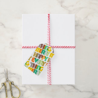 Étiquettes-cadeau Balise cadeau de vacances coloré Joyeux tout