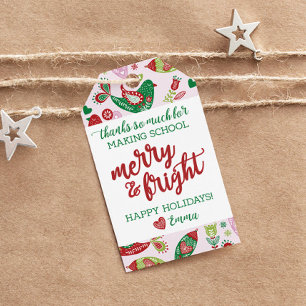 Étiquettes-cadeau Balise cadeau de vacances pour enseignant "Joyeux