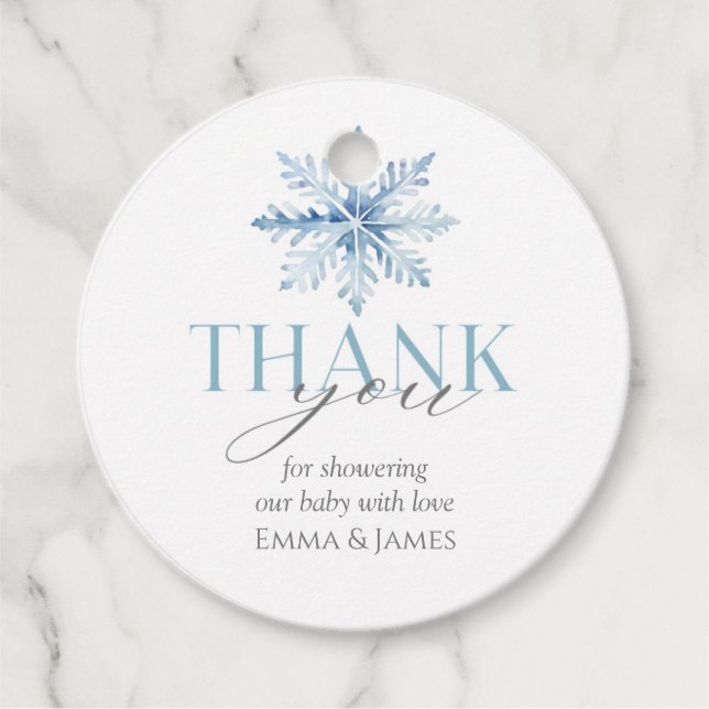 Étiquettes Cadeau Balise cadeau de vacances pour flocon de neige ble (Devant)