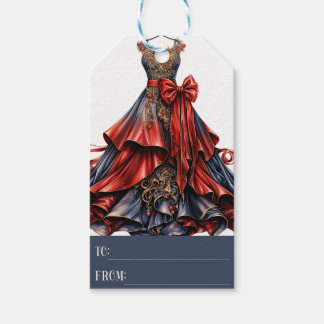 Étiquettes-cadeau Balise cadeau d'Imaginaire bleu rouge, Noël