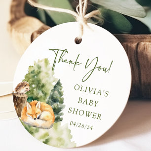 Étiquettes Cadeau Balise Cadeau du Baby shower Renard de la nature