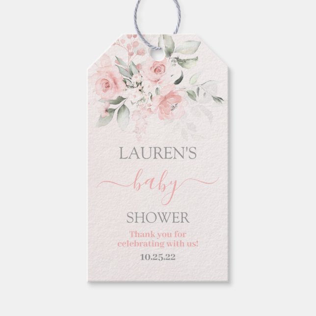 Étiquettes-cadeau Balise cadeau fille Baby shower rose pâle (Devant)