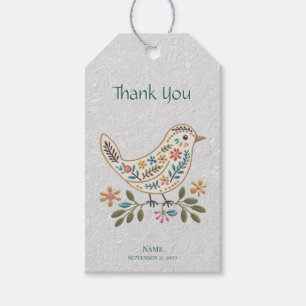Étiquettes-cadeau Balise Cadeau Floral Coloré Petit Oiseau