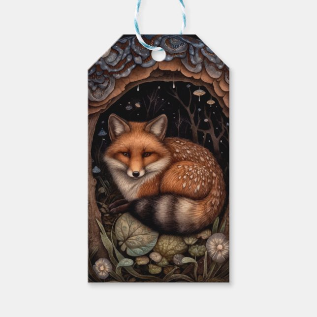 Étiquettes-cadeau Balise cadeau Fox de minuit (Devant)