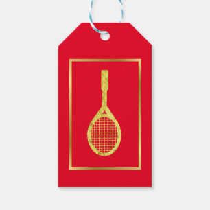 Étiquettes-cadeau Balise cadeau Golden Tennis Racket Silhouette