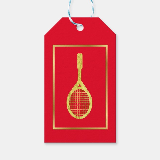 Étiquettes-cadeau Balise cadeau Golden Tennis Racket Silhouette (Devant)