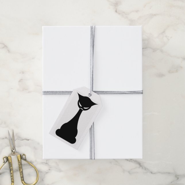 Étiquettes-cadeau Balise cadeau gothique en silhouette de chat noir (Avec de la ficelle)