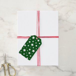 Étiquettes-cadeau Balise cadeau Green White Stars Holiday