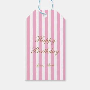 Étiquettes-cadeau Balise cadeau Grilles Vertes Roses et Blanches