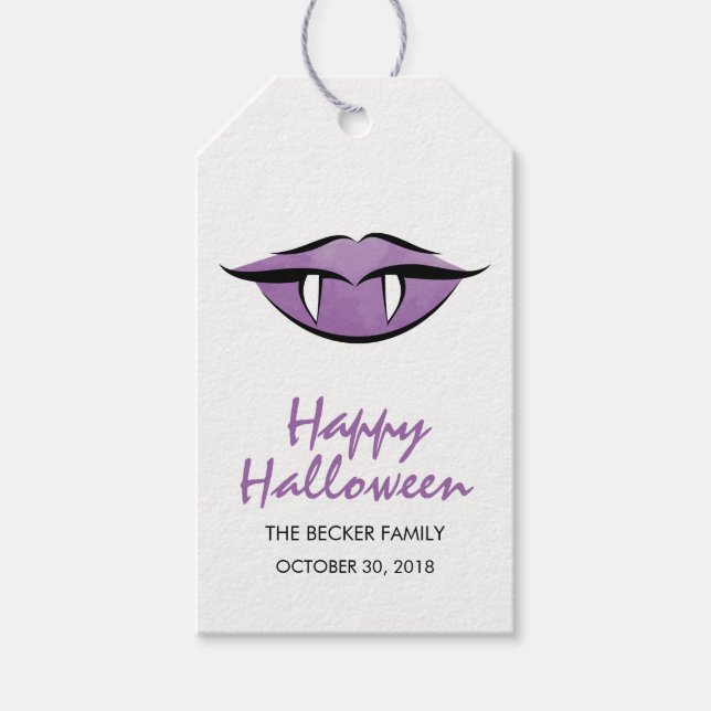 Étiquettes-cadeau Balise cadeau Halloween Lips Goth Happy Halloween (Devant)