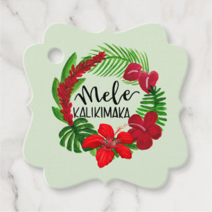 Étiquettes Cadeau Balise cadeau Hawaiian Mele Kalikimaka