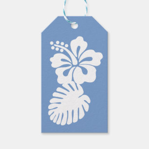 Étiquettes-cadeau Balise cadeau Hibiscus tropicaux dans Periwinkle