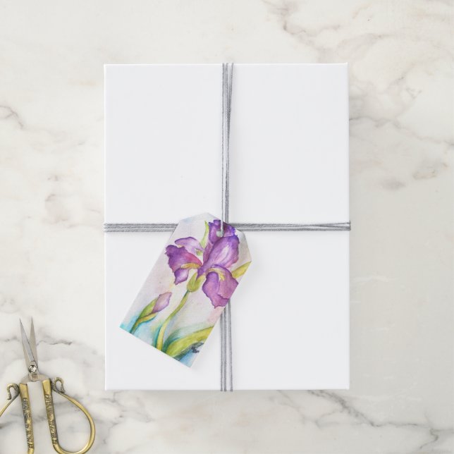Étiquettes-cadeau Balise Cadeau Iris Violet (Avec de la ficelle)