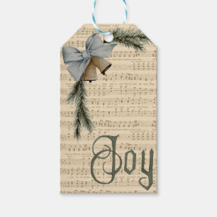 Étiquettes-cadeau Balise cadeau Joy to the World with Bow and Bells