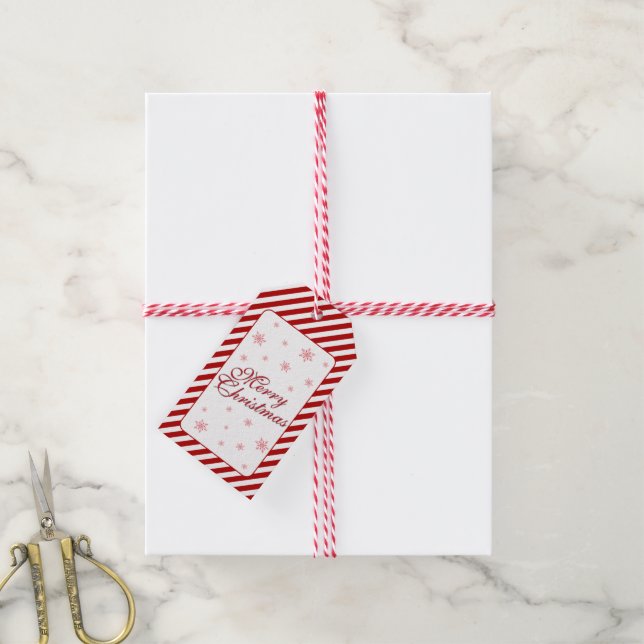 Étiquettes-cadeau Balise cadeau Joyeux Noël Snowflakes (Avec de la ficelle)