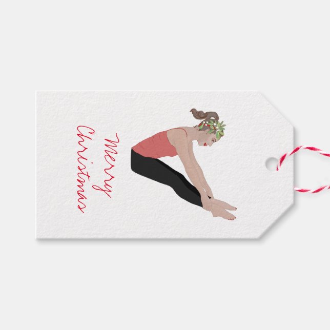 Étiquettes-cadeau Balise cadeau Joyeux Pilates de Noël (Devant (Horizontal))