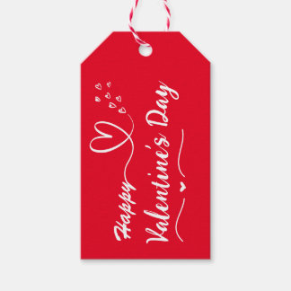 Étiquettes-cadeau Balise cadeau Joyeux Valentines Day Simple Rouge &