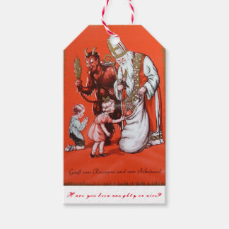 Étiquettes-cadeau Balise cadeau Krampus et St. Nicholas