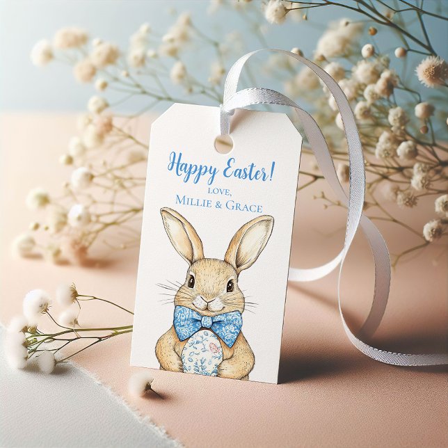 Étiquettes-cadeau Balise cadeau lapin de Pâques personnalisée (Créateur téléchargé)