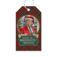 Balise cadeau MAGA Christmas Tartan Plaid Trump
