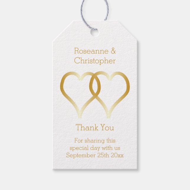 Étiquettes-cadeau Balise Cadeau mariage Coeurs d'or (Devant)