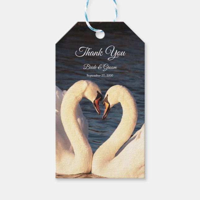 Étiquettes-cadeau Balise cadeau Mariage de cygnes blancs (Devant)