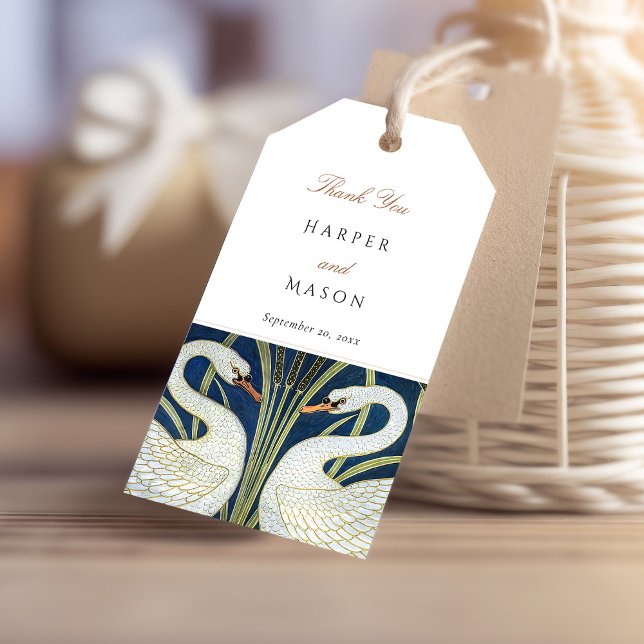 Étiquettes-cadeau Balise cadeau Mariage de la paire de cygnes Regal (Créateur téléchargé)