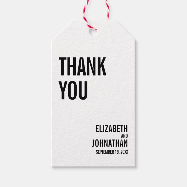Étiquettes-cadeau Balise cadeau Mariage de typographie simple Merci (Devant)