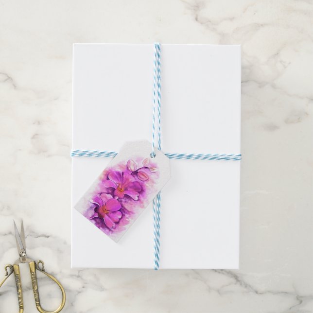 Étiquettes-cadeau Balise cadeau mariage stylisée violet rose orchidé (Avec de laficelle)