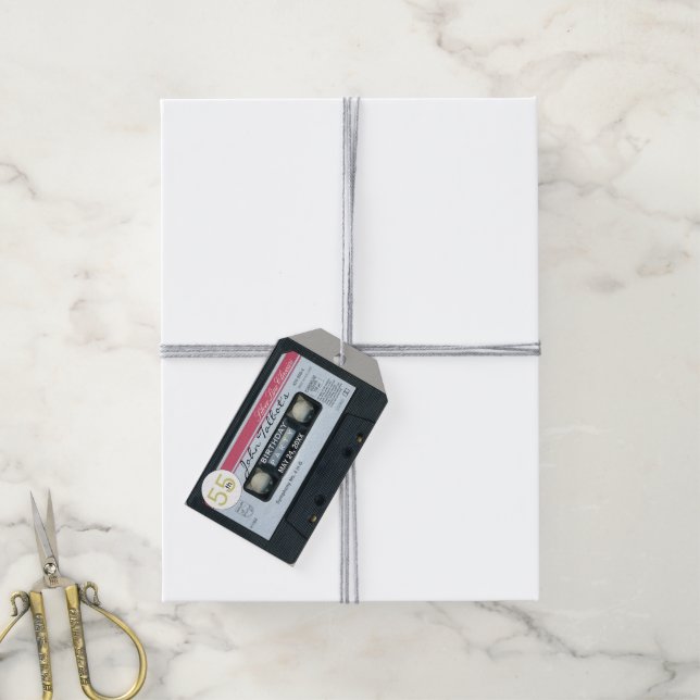 Étiquettes-cadeau Balise cadeau Merci 55e anniversaire Retro C Audio (Avec de la ficelle)