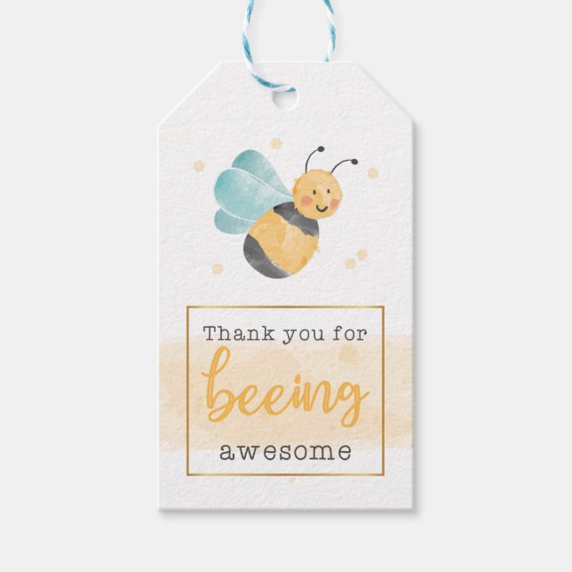 Étiquettes-cadeau Balise cadeau Merci d'abeille (Devant)
