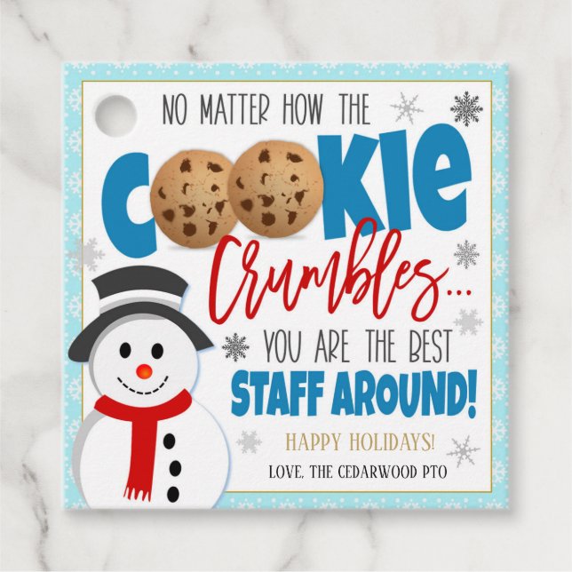 Étiquettes Cadeau Balise cadeau Merci de biscuits de vacances (Devant)