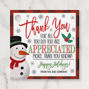 Étiquettes Cadeau Balise Cadeau Merci de Noël
