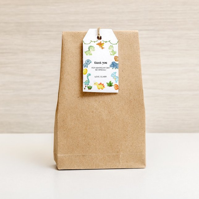 Étiquettes-cadeau Balise cadeau Merci Dinosaur (Birthday Gift Tag)