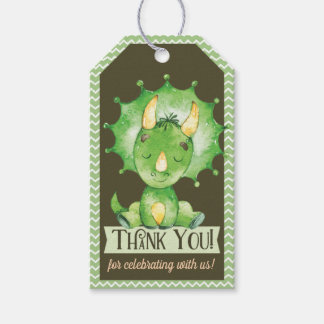 Étiquettes-cadeau Balise cadeau Merci Dinosaur Baby shower vert