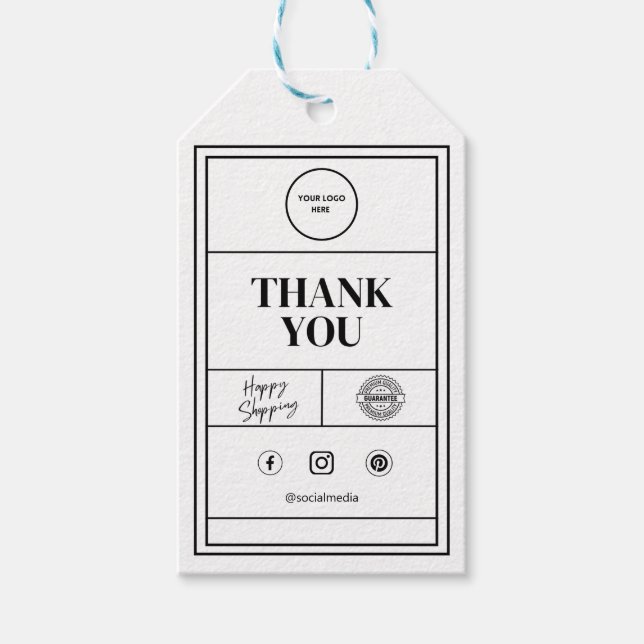 Étiquettes-cadeau Balise cadeau Merci logo personnalisable (Devant)