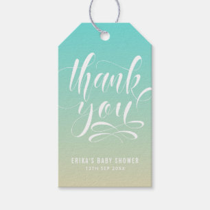 Étiquettes-cadeau Balise cadeau Merci Ombre de plage bleu et beige