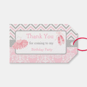 Étiquettes-cadeau Balise cadeau Merci rose et gris Chevron Ballerina