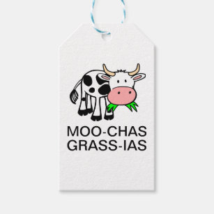 Étiquettes-cadeau Balise cadeau Moo-chas Grass-ias (Merci)