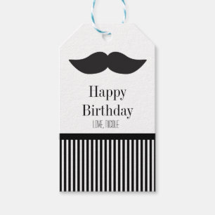Étiquettes-cadeau Balise cadeau Mustache Black & White Stripes Party