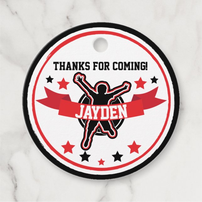 Étiquettes Cadeau Balise cadeau Ninja Warrior Black Red Favoriser 2" (Devant)