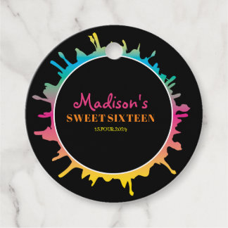 Étiquettes Cadeau Balise cadeau Ombre Splatter Sweet sixteen 16 Favo