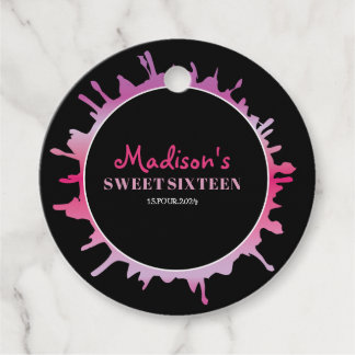 Étiquettes Cadeau Balise cadeau Ombre Splatter Sweet sixteen 16 Favo