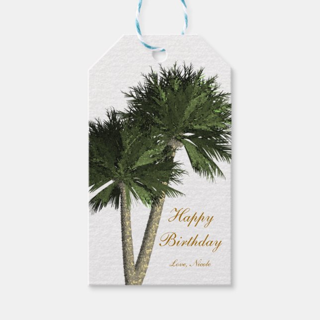 Étiquettes-cadeau Balise Cadeau Palm Trees White Elegant Beach (Devant)