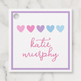 Étiquettes Cadeau Balise cadeau Pastel Purple Heart Girls