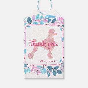 Étiquettes-cadeau Balise cadeau Pastel Rose Poodle personnalisé Silh