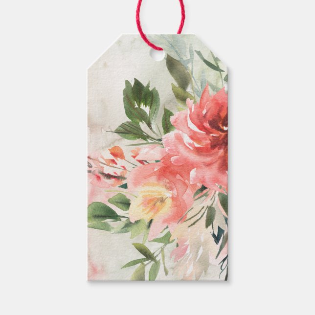 Étiquettes-cadeau Balise Cadeau Personnalisé Aquarelle Peonés (Devant)