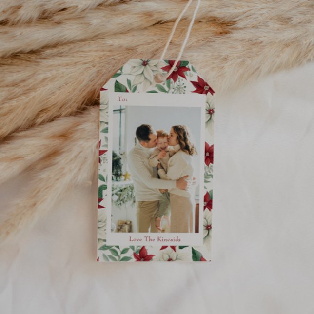 Étiquettes-cadeau Balise cadeau photo classique de vacances Poinsett (Créateur téléchargé)