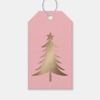 Étiquettes-cadeau Balise cadeau Pink with Gold Tree